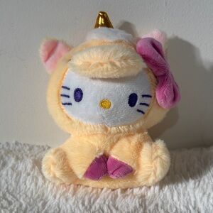 Unicorn Kitty Plush Toy with Pink and Gold Accents